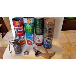 OIL TIN LOT & 2 OILERS & SPOUT