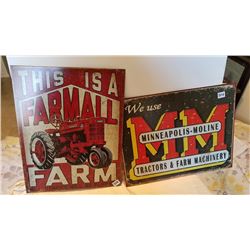 FARMALL & MINNEAPOLIS SIGNS, REPO, 16X12"