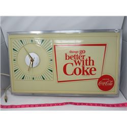 DRINK COCA COLA ADVERTISING CLOCK/SIGN ELECTRIC 30X16"