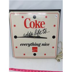 COKE ADVERTISING CLOCK/SIGN, ELECTRIC 16 X 16"