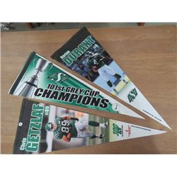 CHRIS GETZLAFF, SIGNED 1989, 100 UR ROUGHRIDERS PENNANT, DARIN DURAN PENNANT GREY CHAMIPON PENNANTE