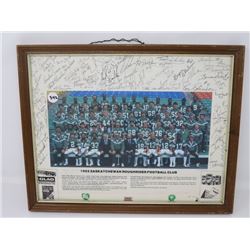 1982 SK ROUGHRIDERS FOOTBALL CLUB SIGNED PRINT, FRAMED