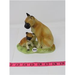 NUMBERED TWO BOXER DOG CHINA ORNAMENTS NO CHIPS/CRACKS