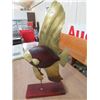 Image 1 : 28" MAHOGANY & BRASS ORNAMENTAL FISH