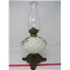 Image 1 : COSMOS BANQUET LAMP W/ORNATE BRASS BASE & CHIMNEY