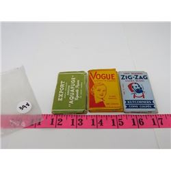 3 CIGARETTE PAPER PKGS, ZIG ZAG, EXPORT & VOGUE