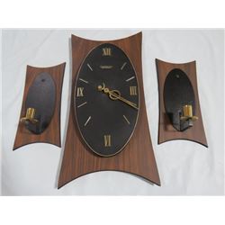 RETRO CARAVELLE CLOCK, 2 WALL SCONCES