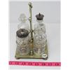 Image 1 : ANTIQUE CRUET SET, SILVE PLATE STAND, COMPLETE