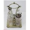 Image 2 : ANTIQUE CRUET SET, SILVE PLATE STAND, COMPLETE
