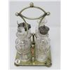 Image 4 : ANTIQUE CRUET SET, SILVE PLATE STAND, COMPLETE