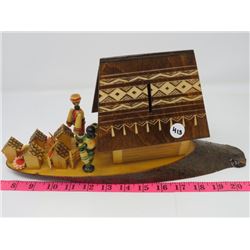 1976 USSR WOODEN, UKRAINIAN CARVED COUNTRY BANK