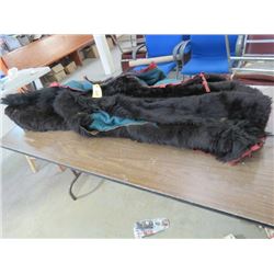 LARGE HORSE HIDE FRINGED CUTTER ROBE, CENTER OF ROBE DAMAGED