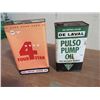 Image 1 : FOUR STAR OIL TIN, 9 LBS & 1 GAL. DE LAVAL PUMP OIL TIN