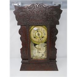 ORIGINAL GINGERBREAD CLOCK W/KEY (TICKING, NOT TESTED)