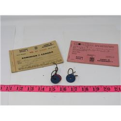2 RATION BOOKS, 5 MEAT RATION TOKENS