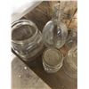 Image 4 : BASKET OF 9 MILK BOTTLES, 4 MISC JARS, ETC