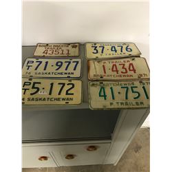 5 SASK TRAILER PLATES 1970s 1 SOUTH DAKOTA