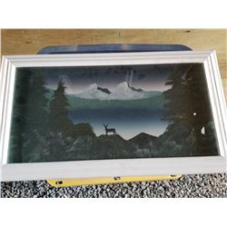 FLEXHAUGH DEER IN THE VALLEY PAINTING FRAMED UNSIGN 27X25"