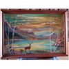 Image 1 : HENRY BEAUDRY FRAMED PAINTING 24X36" PLUS FRAME, VIBRANT COLORS, DEER & FAWN