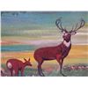 Image 2 : HENRY BEAUDRY FRAMED PAINTING 24X36" PLUS FRAME, VIBRANT COLORS, DEER & FAWN