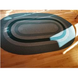 LARGE GREEN HAND BRAIDED OVAL RUG 5½'X8½' GREAT CONDITION