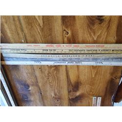 LOT OF 5 SASK ADVERTISING YARD STICKS (LEADER, WALDHEIM, ROSTHERN, LAIRD)