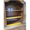Image 6 : WALNUT CHINA CABINET/HUTCH 3 SHELVES, 2 DOORS, ORIGINAL, BRASS PULLS, 74.5h TOP 39W X 15"D, BOTTOM 4
