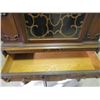 Image 9 : WALNUT CHINA CABINET/HUTCH 3 SHELVES, 2 DOORS, ORIGINAL, BRASS PULLS, 74.5h TOP 39W X 15"D, BOTTOM 4