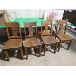 4 ARTS & CRAFTS OAK DINING CHAIRS ORIGINAL