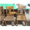Image 3 : 4 ARTS & CRAFTS OAK DINING CHAIRS ORIGINAL