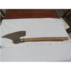 BRUSH AXE, LATE 1800s, HAND FORGED, HANDLE 29.5" BLADE 14"