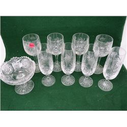 2 SETS OF 4 PINWHEEL ETCHED WINE GLASSES