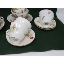 LOT OF 10 TEA CUPS/SAUCERS, MADE IN ENGLAND, (SADLER, QUEEN ANNE, ETC)