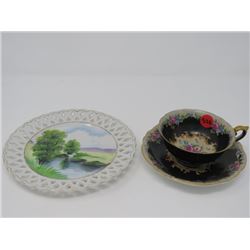 TEA CUP/SAUCER, PLATE, MADE IN OCCUPIED JAPAN (SAUCER CHIPPED)