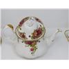 Image 2 : LOT OF ROYAL ALBERT OLD COUNTRY ROSES DISHES, TEA POT, SMALL TRAY, MED TRAY, CREAM SUGAR BOWL W/SPOO