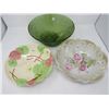 Image 1 : LOT OF BOWLS, GREEN CHIP DIP, OLD - FOOT FRUIT & SERVING