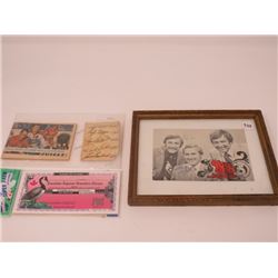 AUTOGRAPHED PICTURE, HOCKEY BOOK W/GORDIE HOWE & JEAN BELIVEAU PLUS AUTOGRAPHS