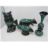 Image 1 : BLUE MOUNTAIN ORNAMENTS CHIP BOWL, SERVING BOWLS, VASE, BEAR, FISH & OWL FIGURINES