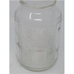 NABOB ROUND JAR W/MAPLE LEAF GLASS LID