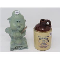 HALF PINT WHISKEY JUG & FIGURINE