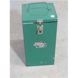 OLD COLEMAN LANTERN W/ORIGINAL COLEMAN METAL LANTERN CASE W/ COLEMAN FUNNEL