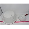 Image 3 : RED/WHITE ENAMEL DISH PAN, POT W/HAND VINTAGE