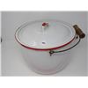 Image 1 : RED/WHITE 6 QT ENAMEL COOKING POT LID, HANDLE, VINTAGE