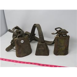 3COW BELLS W/STRAP 2 LRG, 1 SM