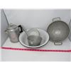 Image 1 : METAL COFFEE POT, TEA POT, STRAINER POT, ENAMEL DISH PAN