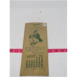 1931 'WEE BIT OF SCOTCH' CALENDAR