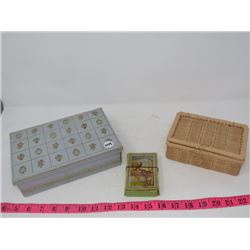 DECK OF CARDS, JEWELRY BOX, BASKET W/NAIL BUFFER