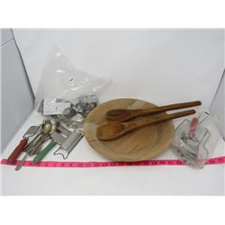 WOOD BOWL, COOKIE CUTTERS, ETC.