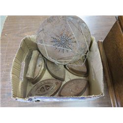 4 SAD IRONS, CARRIER W/HANDLE, TOASTER