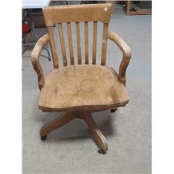 OAK CHAIR, W/ARMS CASTORS
